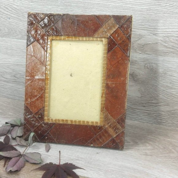 Vintage Dry Leaf Photo Frame Tabletop Boho Ornament Free Stand Display Décor - Picture 4 of 16